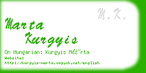 marta kurgyis business card